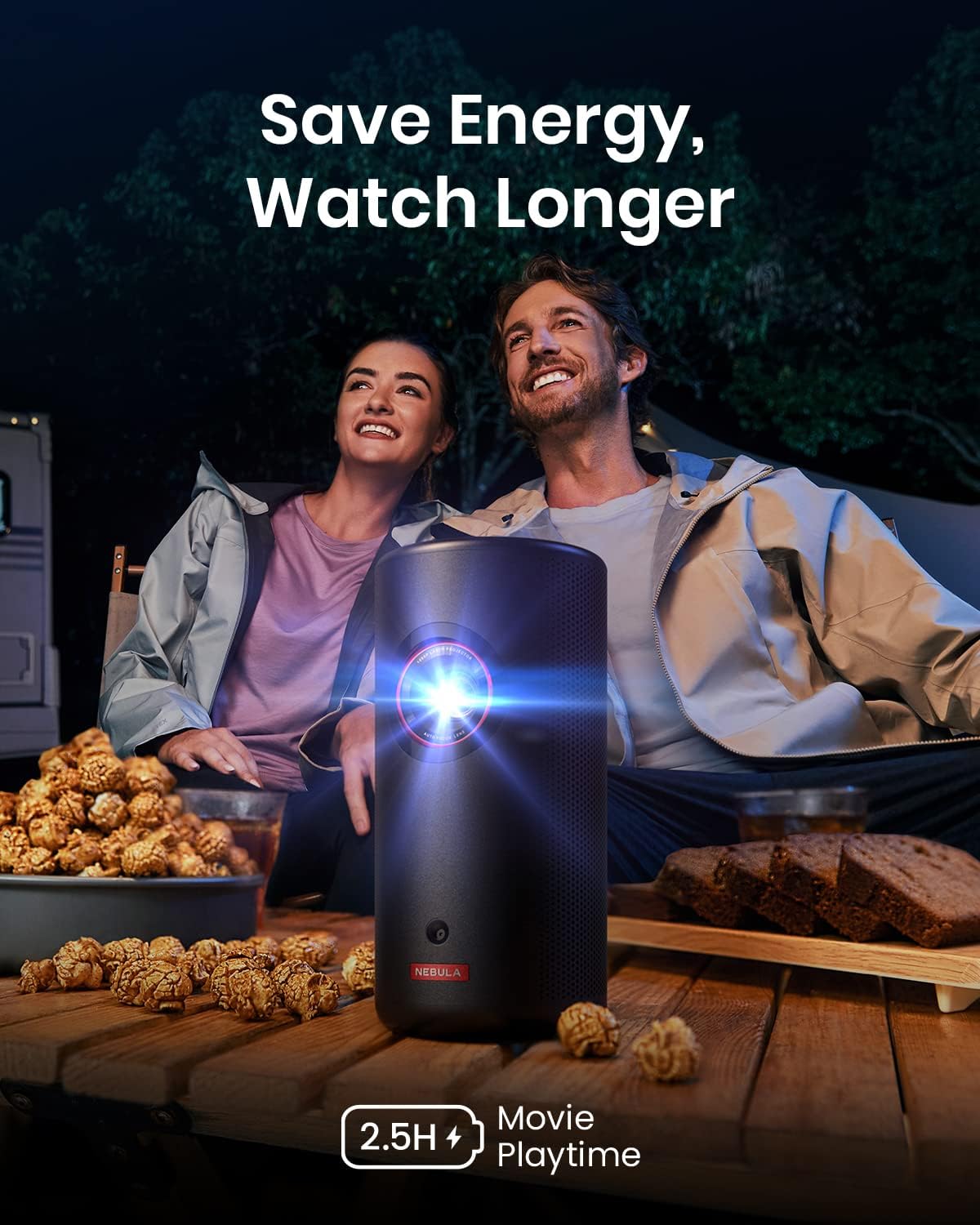 NEBULA Anker Capsule 3 Laser 1080p Mini Projector Smart Portable Projector with Wi-Fi - جهاز عرض صغير نيبولا أنكر كبسول 3 ليزر 1080 بكسل جهاز عرض ذكي محمول مع واي فاي