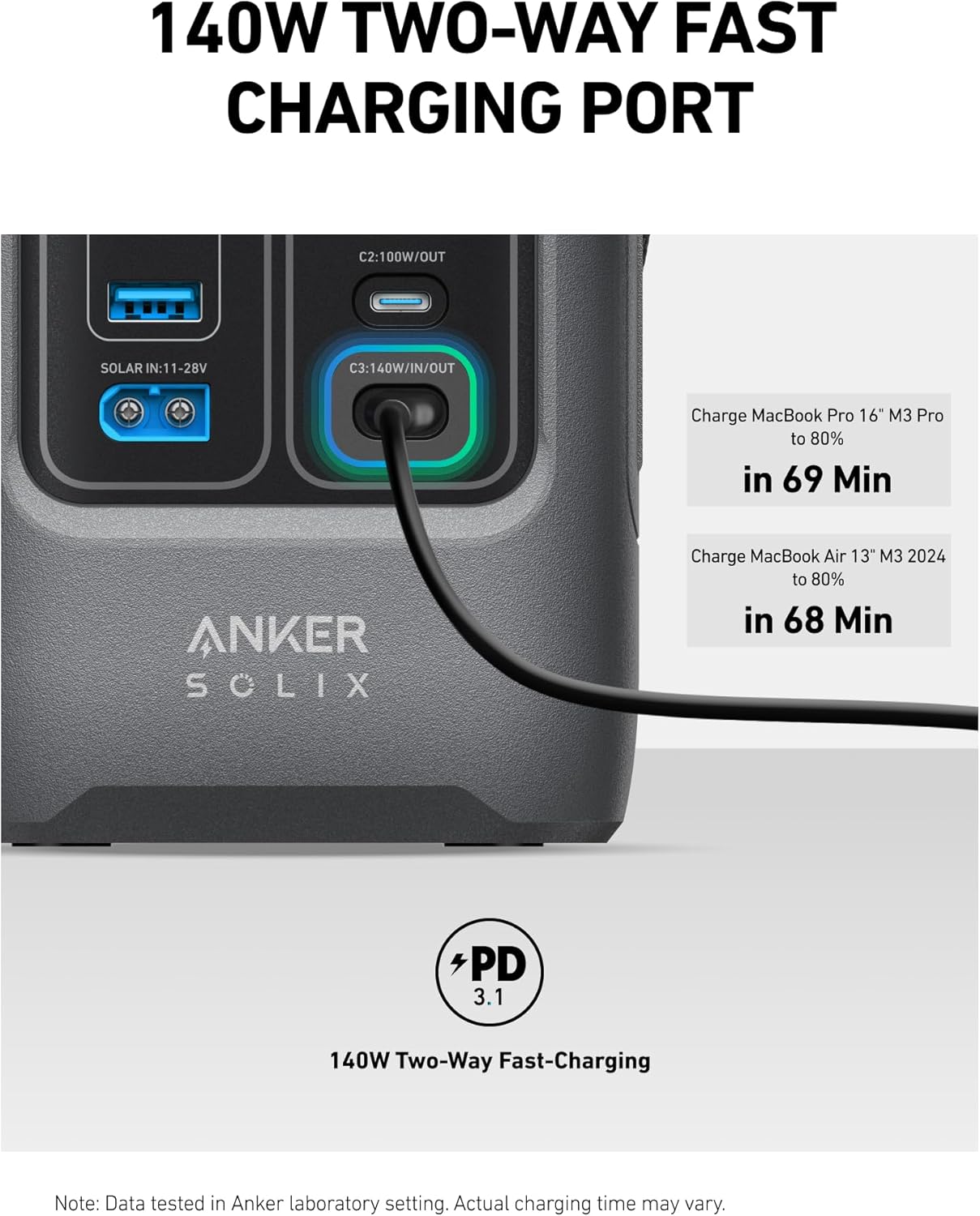 Anker SOLIX C200 DC Power Bank Station, 192Wh Portable Power Station, 200W Output | محطة الطاقة المحمولة انكر سوليكس C200 DC, بقدرة 200 واط, سعة 192 واط-ساعة
