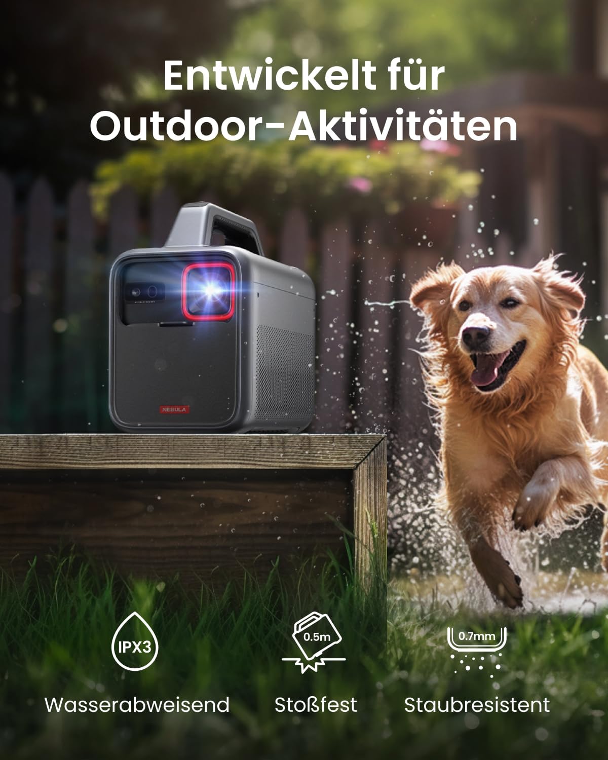 NEBULA Mars 3 Portable Projector Outdoor 1000 ANSI Lumens - جهاز عرض محمول نيبولا مارس 3 خارجي صورة مدعومة بالذكاء الاصطناعي