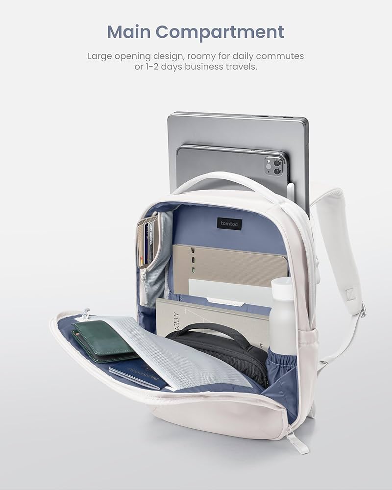 حقيبة ظهر لابتوب توم توك فوياج T50 مقاس 15.6 إنش بسعة 20 لتر | tomtoc Voyage-T50 Laptop Backpack 15.6 Inch/20L White