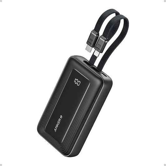Anker Power Bank 20K 30W with Built-in USB-C + Lightning -  باور بانك بسعة 20الف ميلي أمبير وبقوة 30واط مع كيبل تايب سي ولايتننغ من أنكر