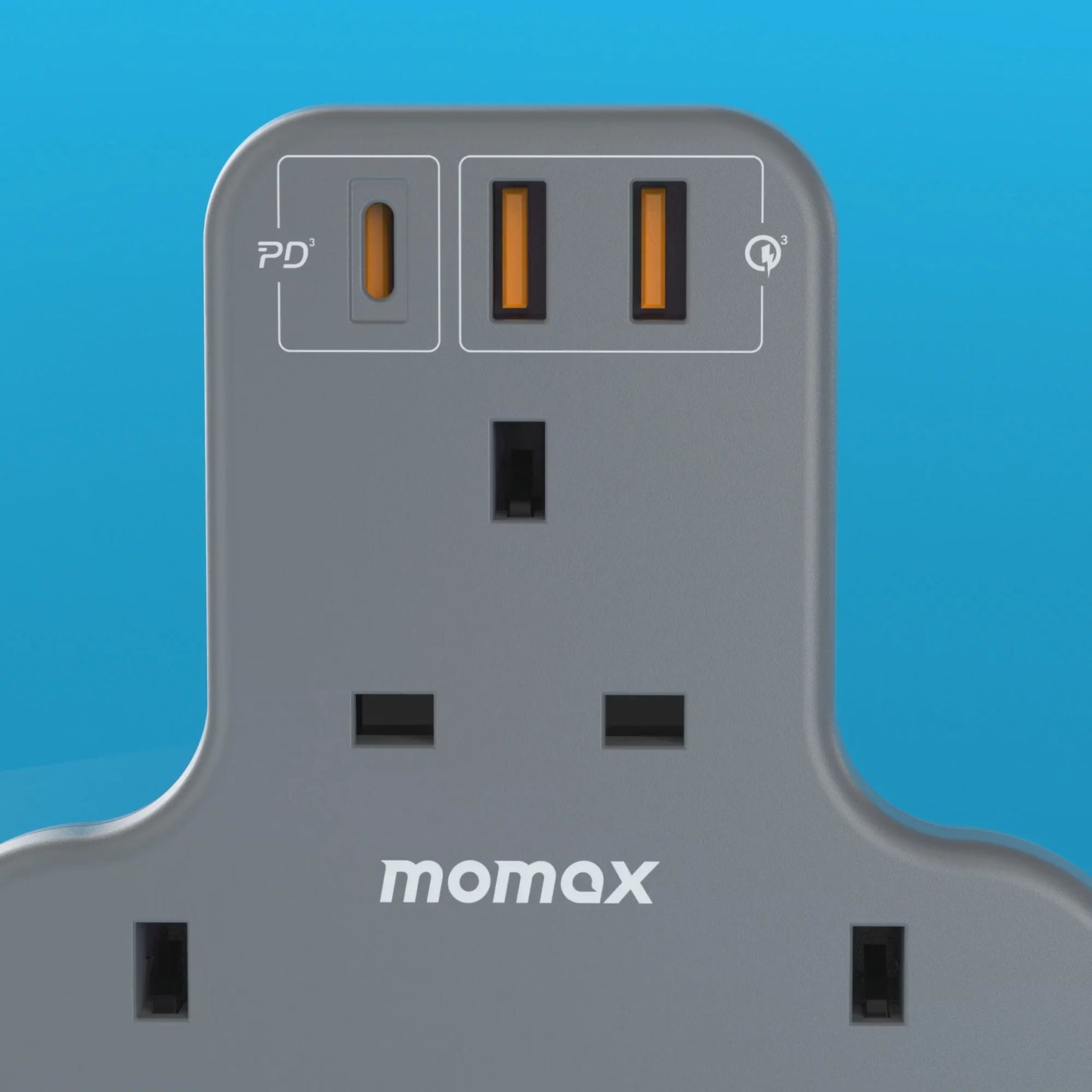 Momax ONEPLUG T-Shaped 3-Outlet Extension Socket with USB Ports - مشترك موماكس وان بلاج على شكل T بـ3 منافذ طاقة وUSB