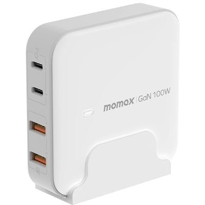 Momax ONEPLUG 100W 4 Port GaN Desktop Charger  - موماكس شاحن سطح المكتب بقوة 100 واط و4 منافذ جان باللون أبيض