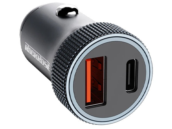 RockRose Ranger PQ GT 30W PD & QC 3.0 Dual Port Car Phone Charger Adapter - روك روز رينجر بي كيو جي تي شاحن سيارة ثنائي المنافذ 30 واط ماكس كيو سي 3.0