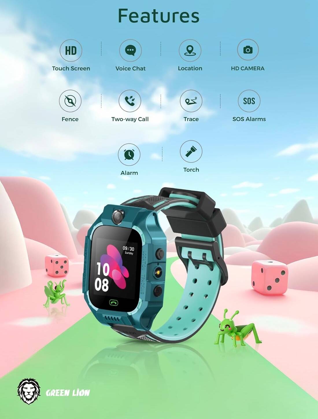 ساعة جرين لايون Series 5 الذكية للأطفال | Green Lion Kids Smart Watch Series 5 Safety & Fun