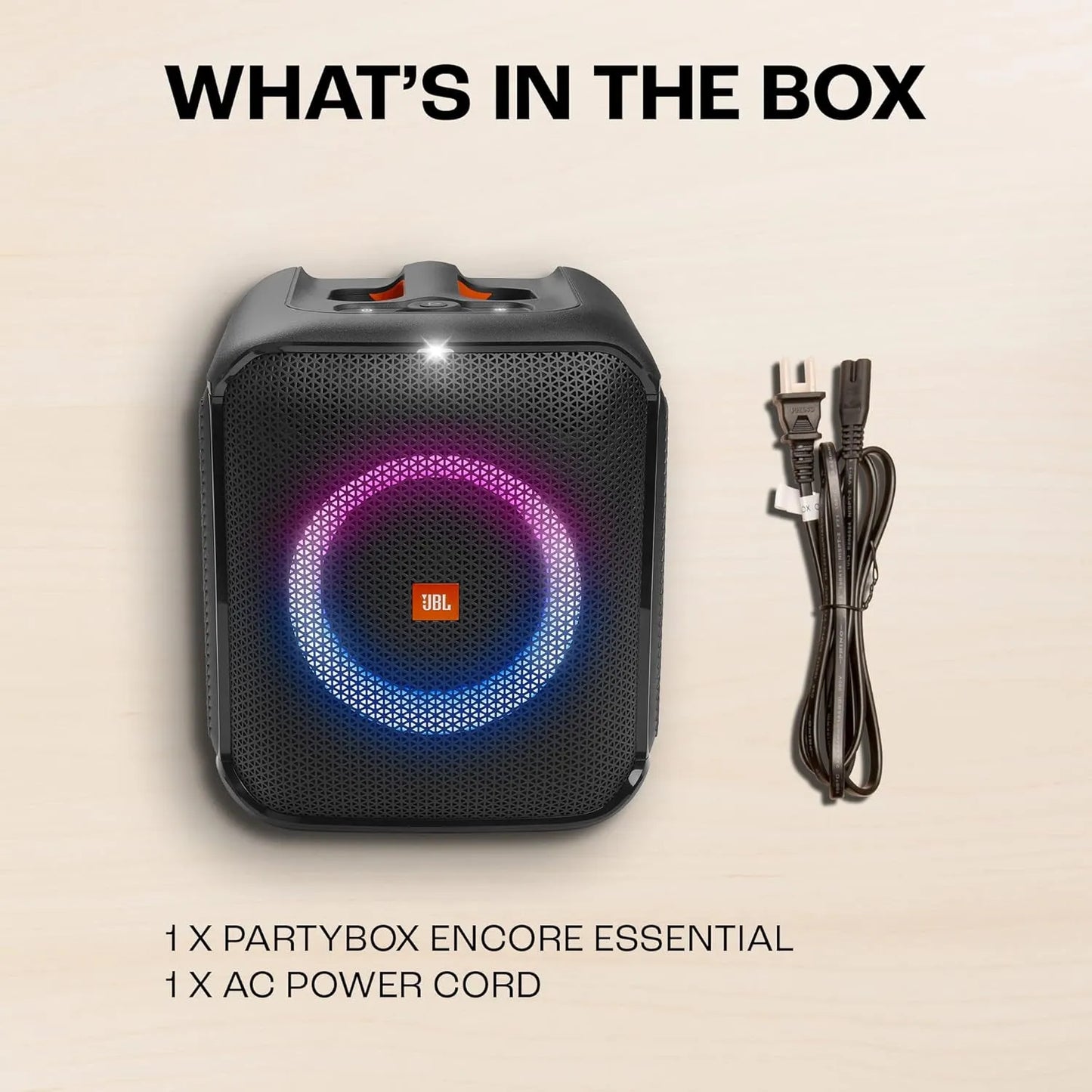 JBL Partybox Encore Essential Portable Wireless Speaker, 6H Playtime - Black | سماعة جي بي ال بارتي بوكس انكور اسينشال المحمولة اللاسلكية, تشغيل حتى 6 ساعات - اسود