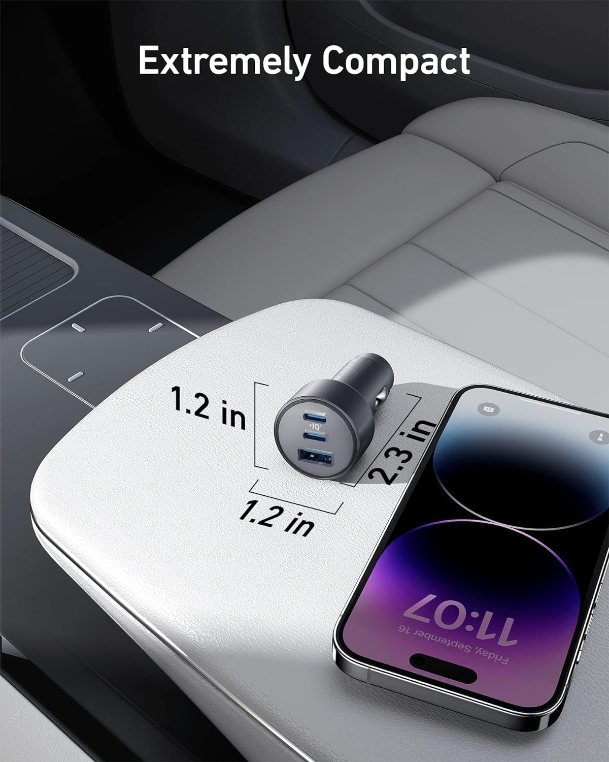 Anker USB-C Car Charger 67W 3-Port Compact Fast Charger - شاحن سيارات أنكر يو اس بي سي سريع مُدمج وقوي 67 واط بـ 3 منافذ
