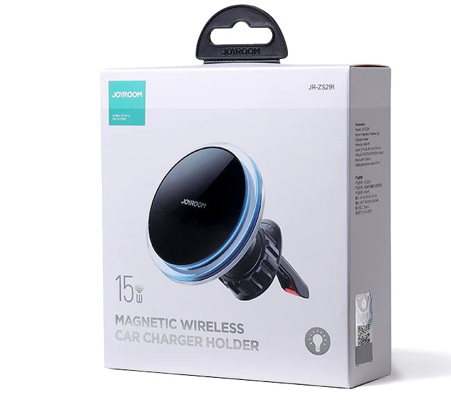 حامل هاتف للسيارة لفتحات التهوية مغناطيسي مع شحن لاسلكي سريع 15 واط من جويرووم | JOYROOM JR-ZS291 Magnetic Wireless Car Charger Holder (Air Vent)