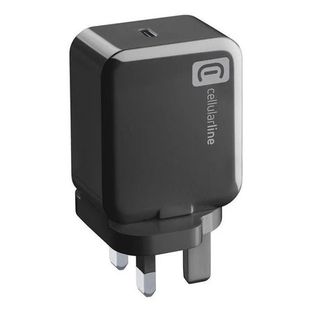 Cellularline Wall Charger USB-C 25W Fast Charging - شاحن جداري بمنفذ يو اس بي سي بقدرة 25واط من سيليلار لاين