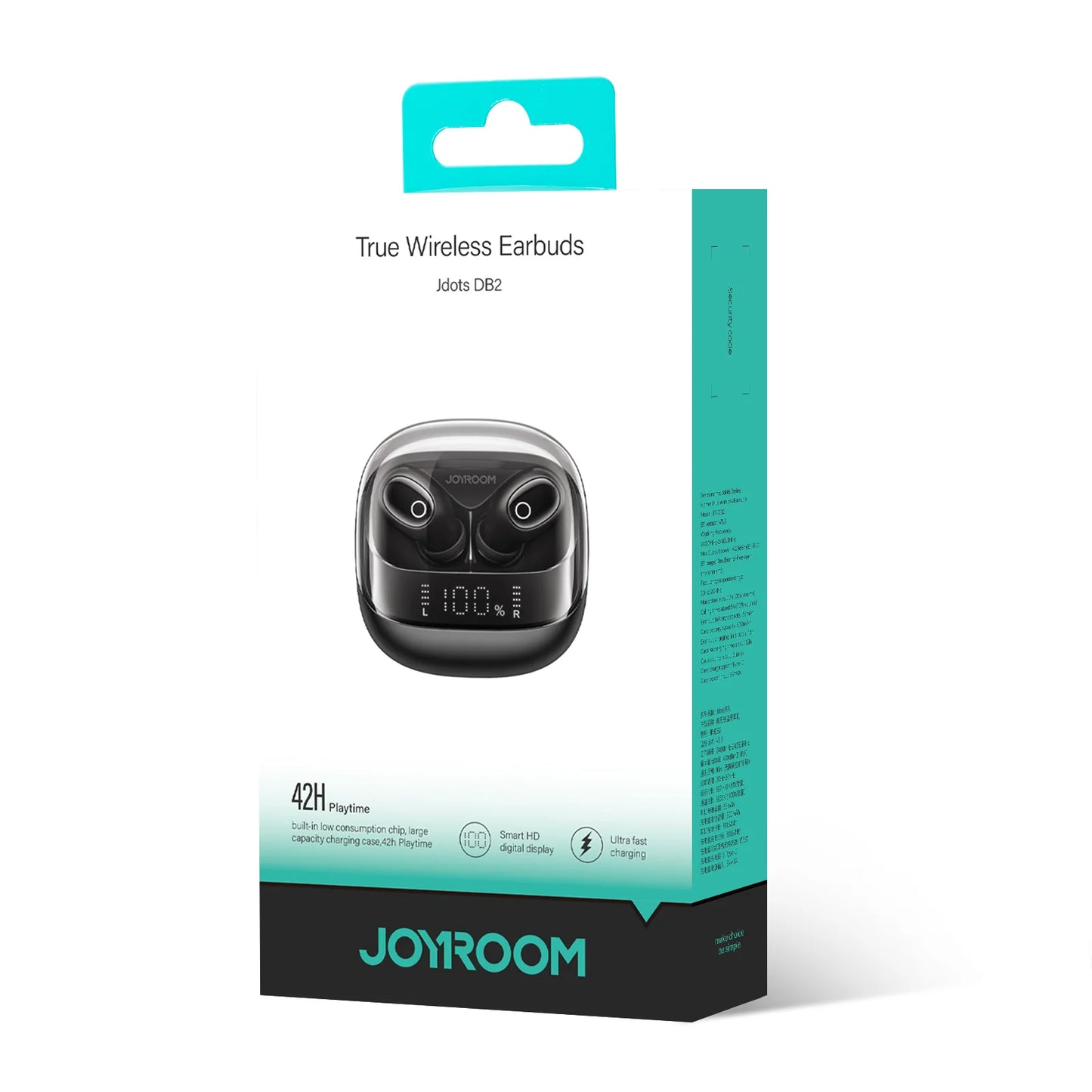 سماعات جويرووم JR-DB2 اللاسلكية بصوت عالي الدقة, تشغيل حتى 42 ساعة  | JOYROOM JR-DB2 Wireless Earbuds 42H Playtime, HiFi Audio
