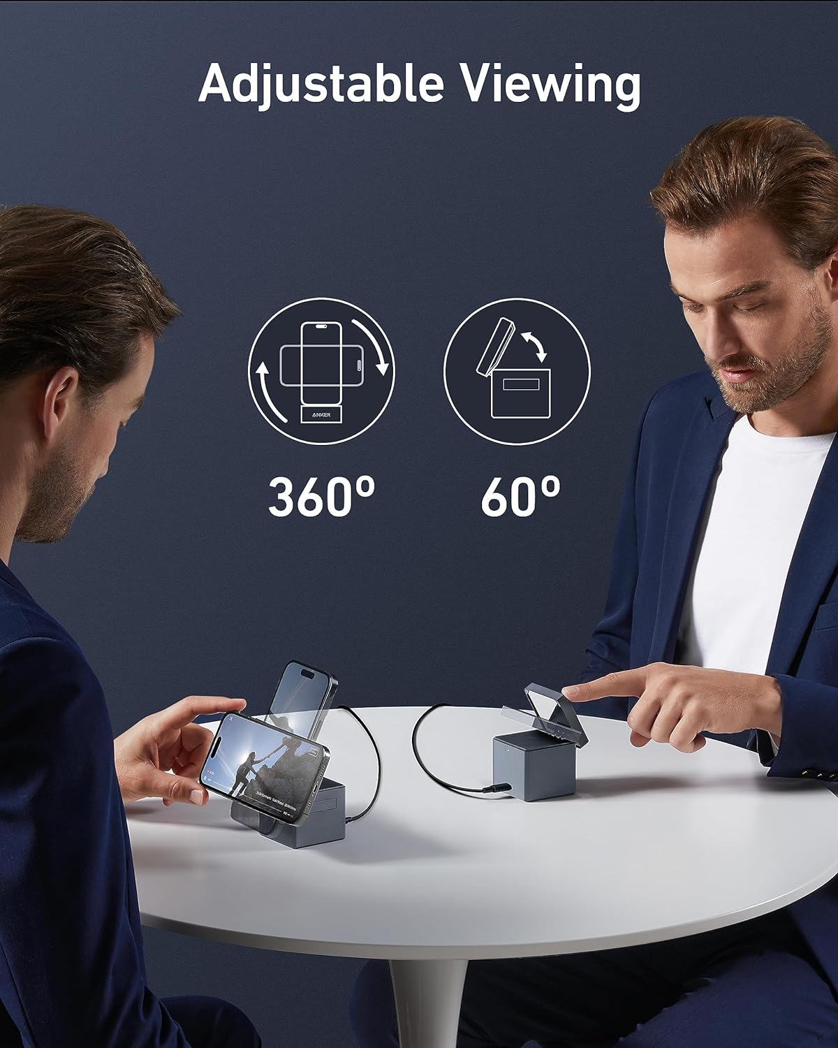 Anker 3 in 1 Cube Compatible with MagSafe 15W Fast Charging Foldable Wireless Charge Station for Apple Watch - محطة الشحن اللاسلكية المتوافقة مع ماجسيف 3 في 1 بقدرة 15 واط من أنكر للشحن السريع تتيح شحن الساعة الذكية من آبل
