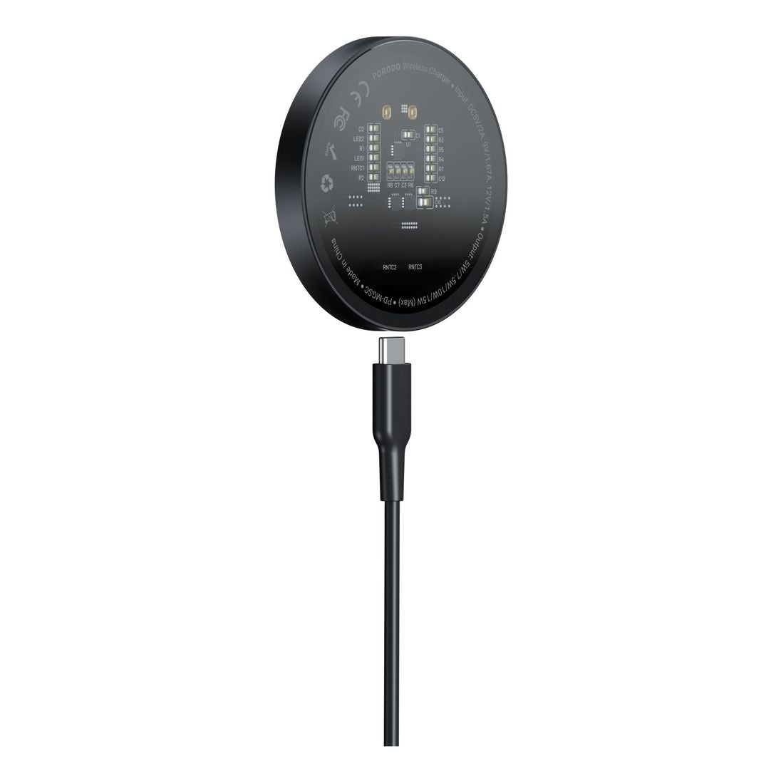 بورودو شاحن ماج سيف مع كيبل TPU بطول 1.8 متر - اسود | Porodo MagSafe Charger with 1.8M TPU Cable – Black