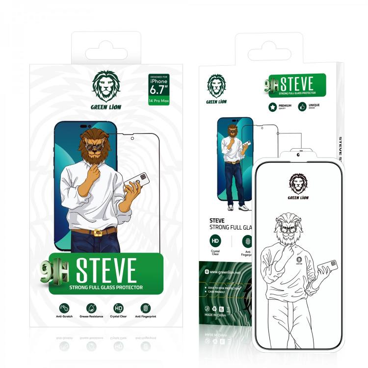 واقي شاشة جرين لايون 9H ستيف جلاس لهاتف ايفون 14 / 14 بلس / 14 برو / 14 برو ماكس | Green Lion 9H Steve Glass Strong Full Screen Protector for iPhone 14/14 Plus/14 Pro/14 Pro Max