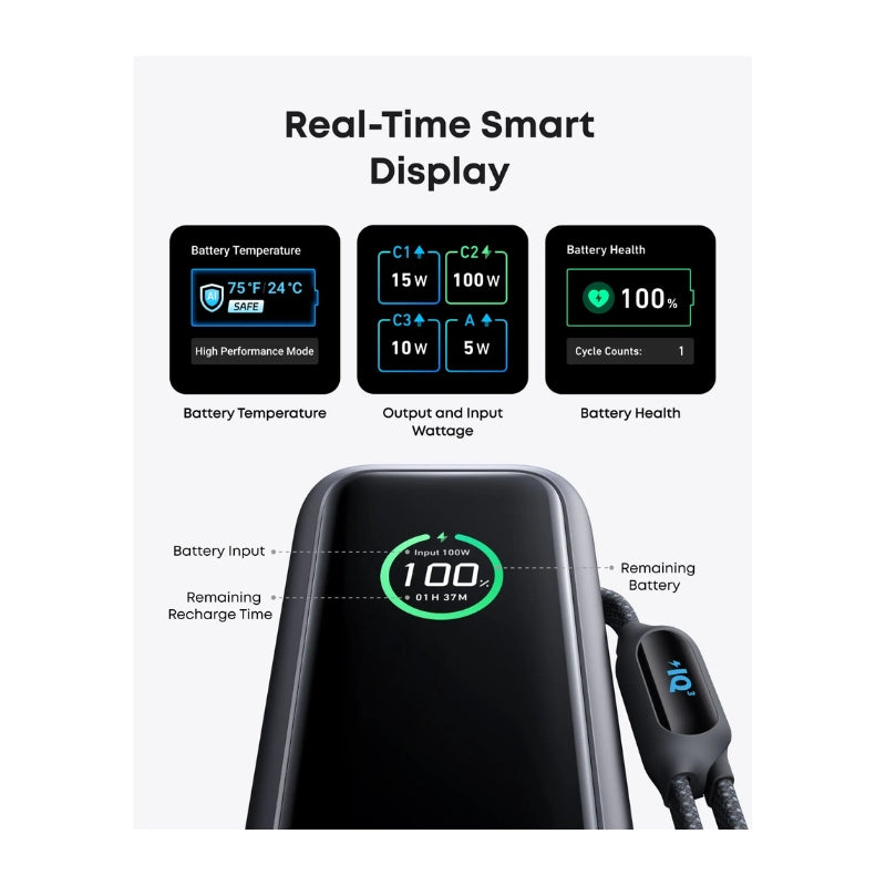 باور بانك انكر بسعة 25,000 مللي امبير وبقدرة شحن 165 واط - اسود | Anker Power Bank 25,000mAh 165W Ultra – Black