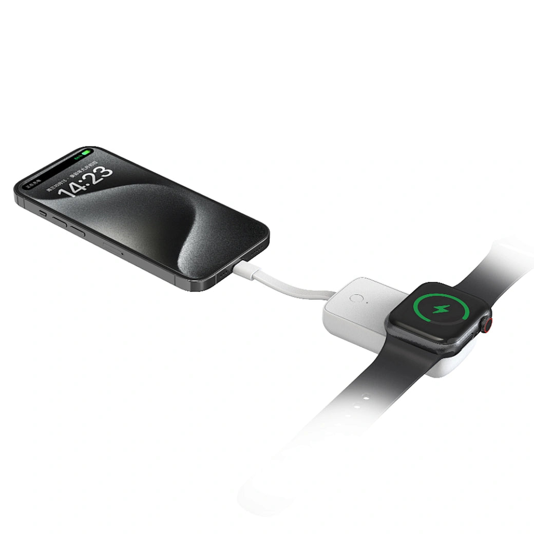 WiWU Wi-M22 2 in 1 Wireless Charger & 2000mAh Power Bank for iWatch & Smartphone - شاحن ويوو 2 في 1 لاسلكي وباور بانك 2000ميلي أمبير للساعة الذكية والهاتف