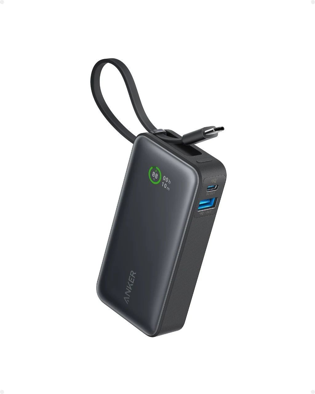 Anker Nano Power Bank 30W Built-In USB-C Cable - باور بانك من انكر بقوة 30 واط مع كابل يو اس بي سي مدمج