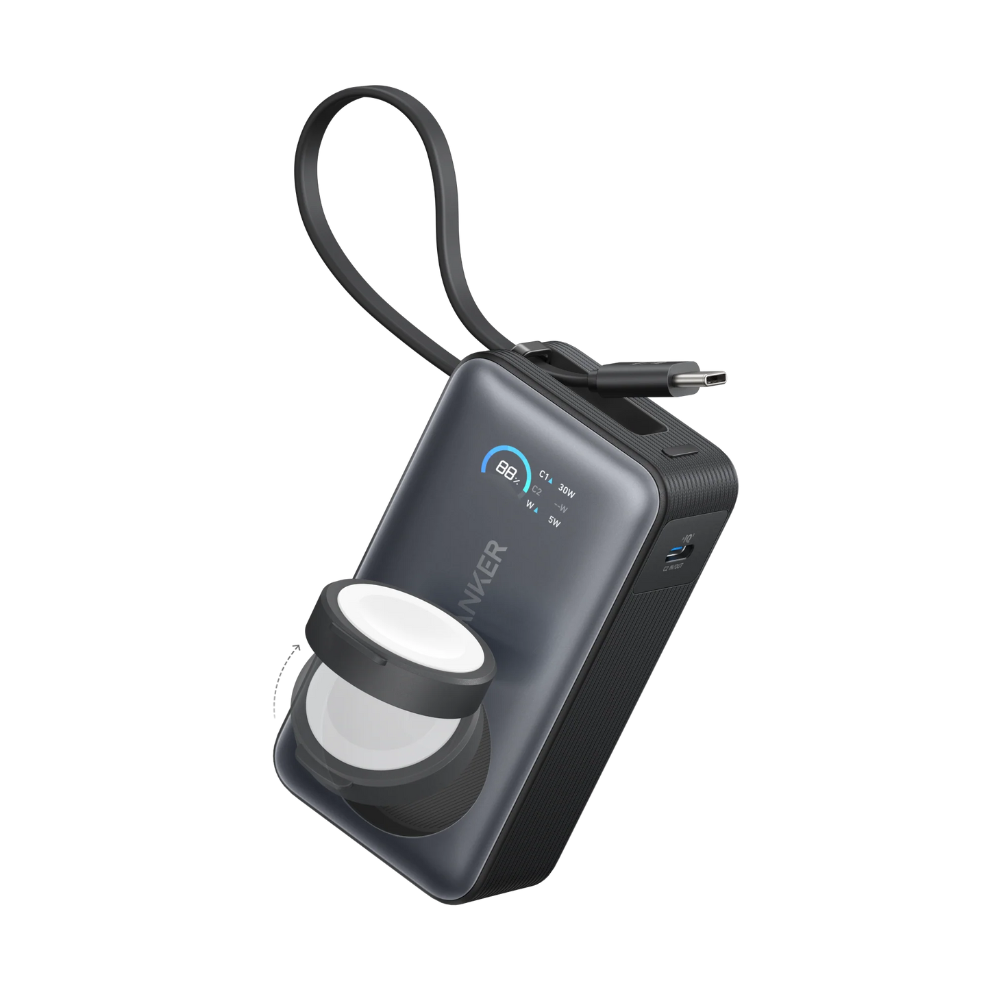 Anker MagGo 10,000mAh Power Bank for Apple Watch + iPhone - باور بانك أنكر ماجو (10K، 35 واط، لساعة أبل)