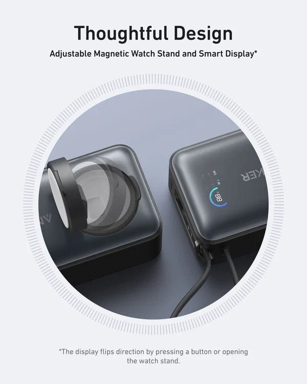 Anker MagGo 10,000mAh Power Bank for Apple Watch + iPhone - باور بانك أنكر ماجو (10 كيلو، 35 واط، لساعة أبل)