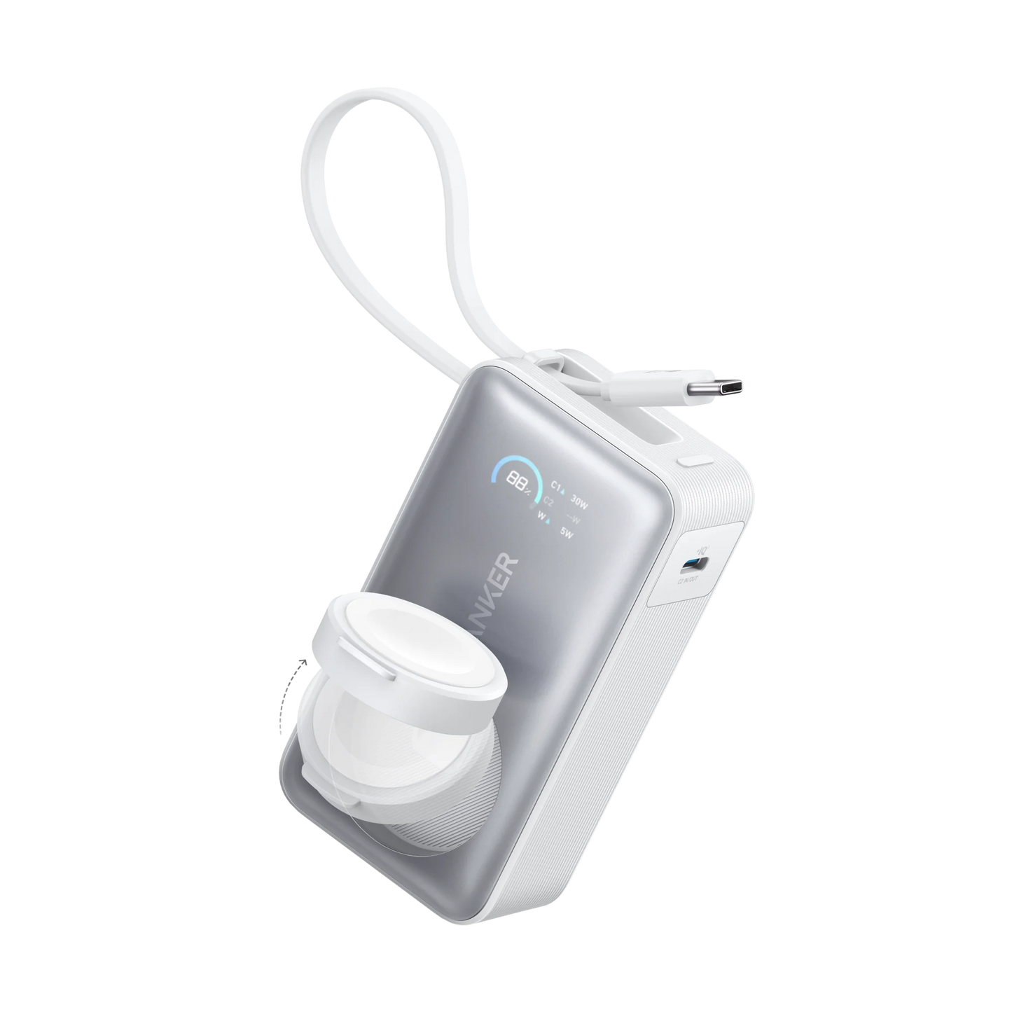 Anker MagGo 10,000mAh Power Bank for Apple Watch + iPhone - باور بانك أنكر ماجو (10K، 35 واط، لساعة أبل)