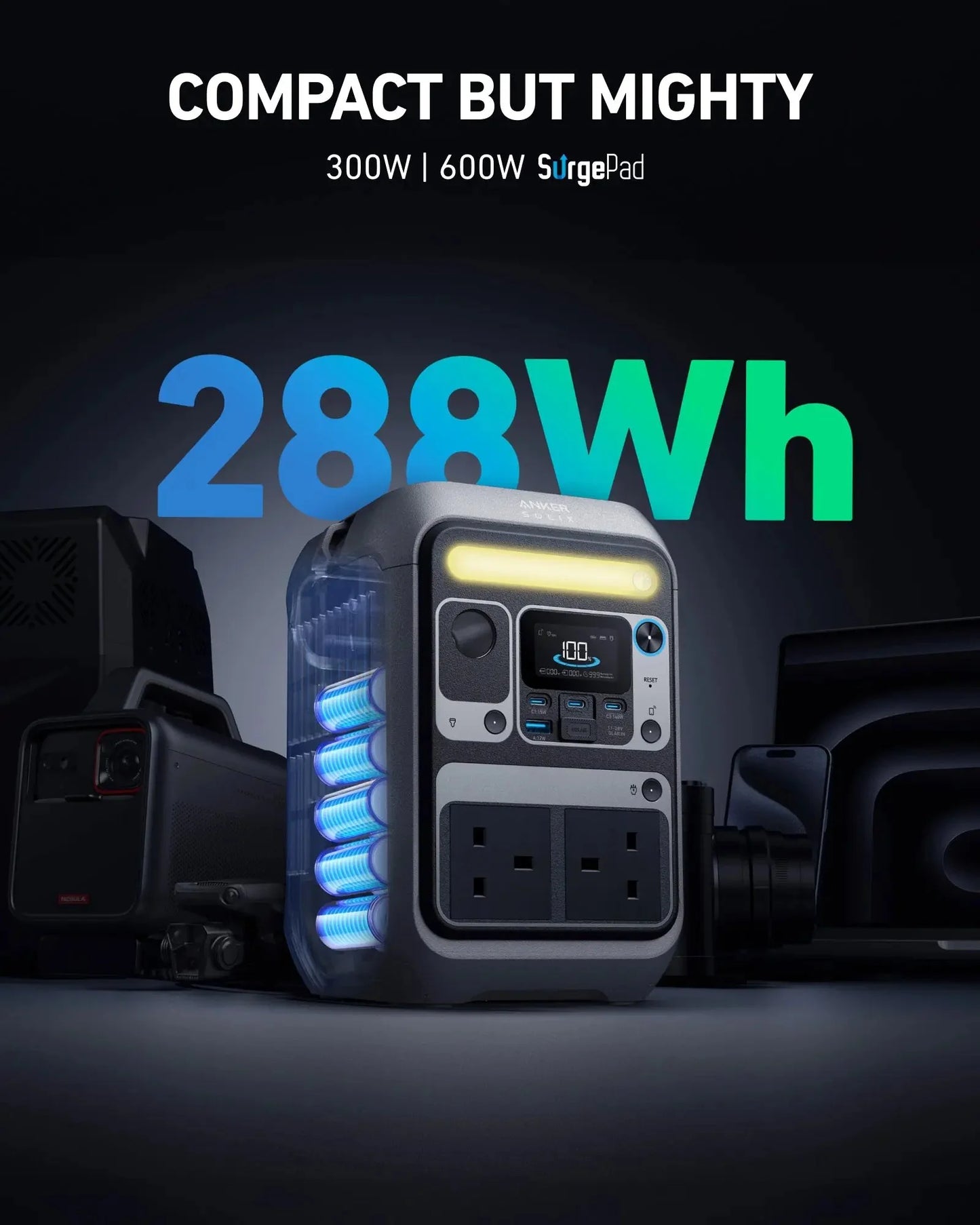 Anker Solix C300 Santrala Hêzê ya Portable 600W | 288Wh - Gewrê Tarî