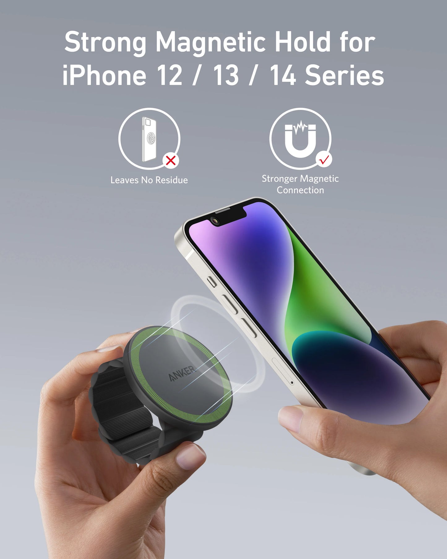 Anker 620 MagGo Phone Grip, Magnetic Dual-Sided Phone Holder and Flexible Strap for iPhone | حامل انكر المغناطيسي ماج جو 620 للهاتف, قبضة مرنة ومغناطيس مزدوج للايفون