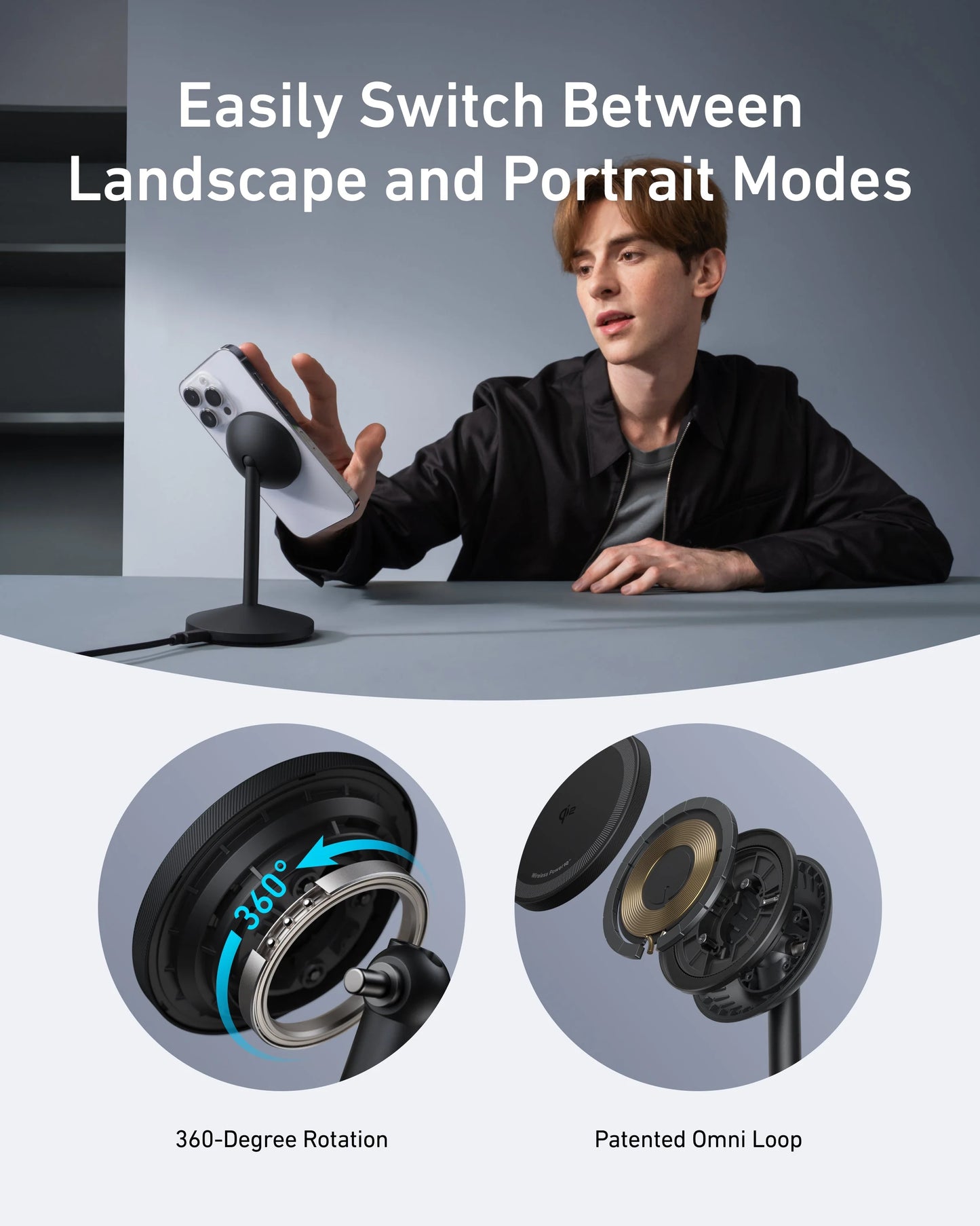 Anker MagGo Wireless Charger, 15W Qi2 Fast Charging Dock, MagSafe-Compatible | شاحن انكر ماج جو اللاسلكي, شحن سريع 15 واط متوافق مع ماج سيف