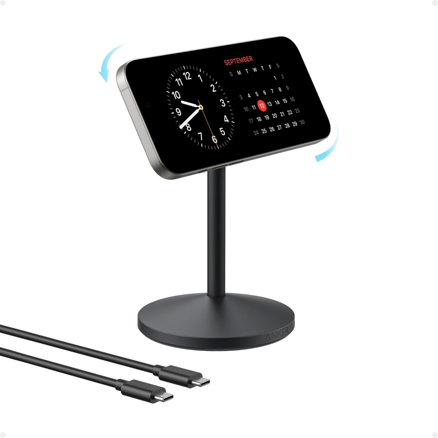 Anker MagGo Wireless Charger, 15W Qi2 Fast Charging Dock, MagSafe-Compatible | شاحن انكر ماج جو اللاسلكي, شحن سريع 15 واط متوافق مع ماج سيف