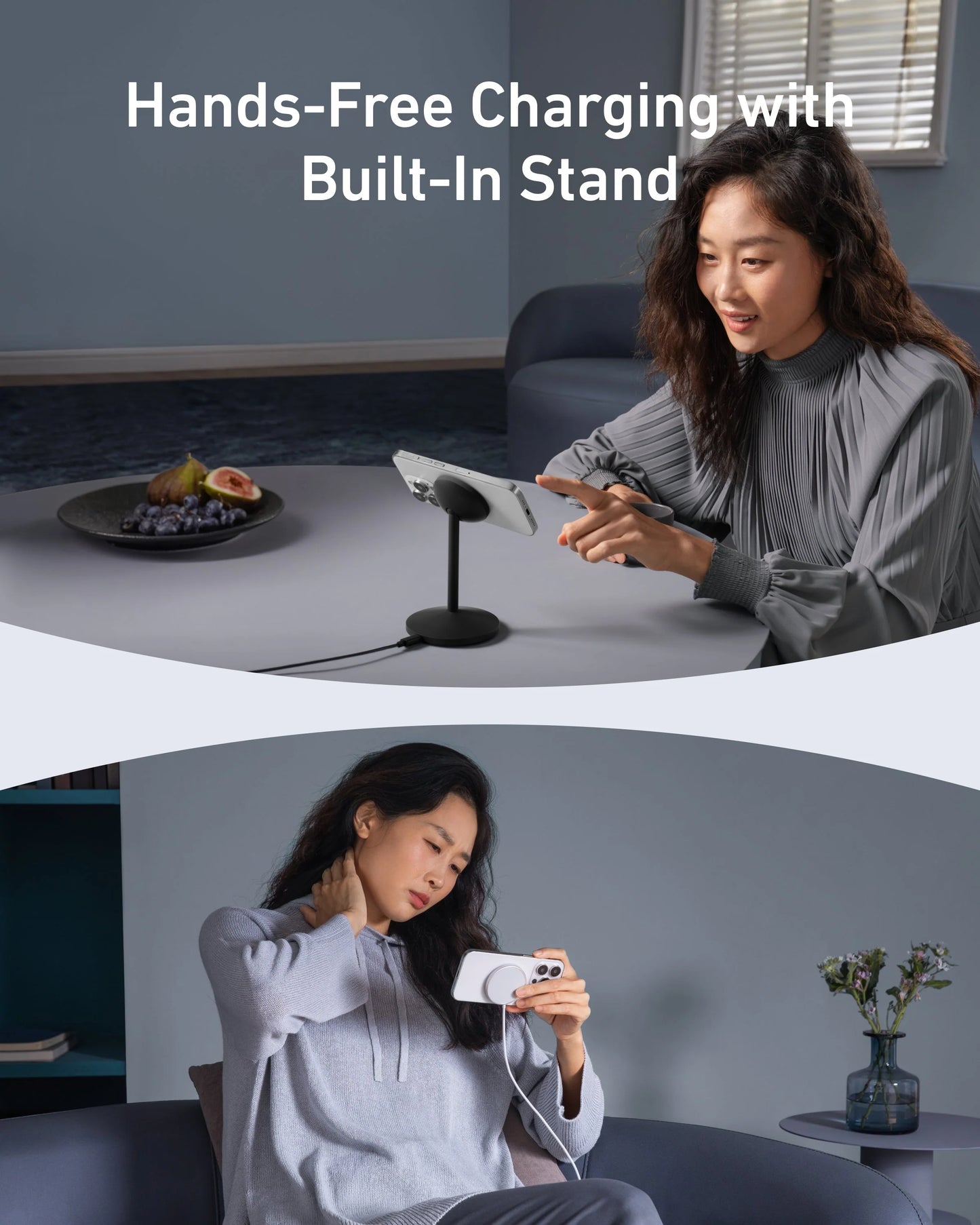 Anker MagGo Wireless Charger, 15W Qi2 Fast Charging Dock, MagSafe-Compatible | شاحن انكر ماج جو اللاسلكي, شحن سريع 15 واط متوافق مع ماج سيف