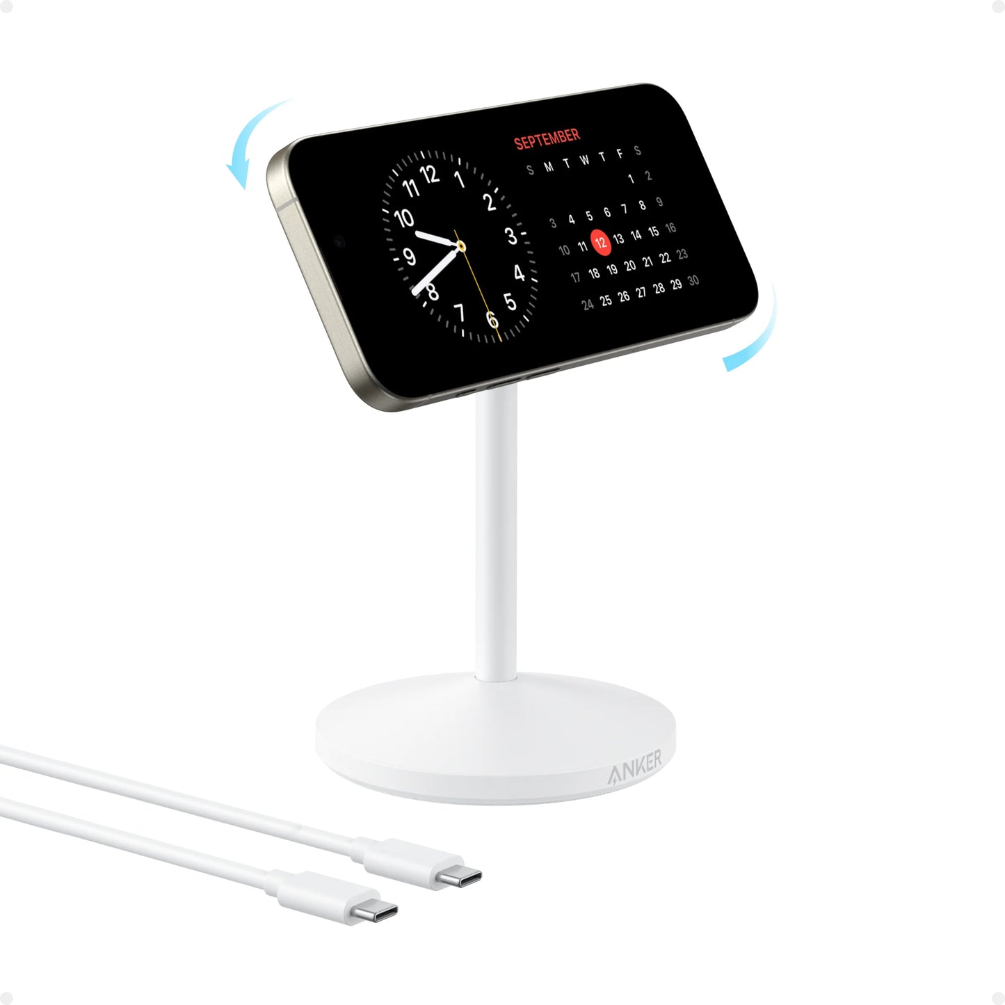 Anker MagGo Wireless Charger, 15W Qi2 Fast Charging Dock, MagSafe-Compatible | شاحن انكر ماج جو اللاسلكي, شحن سريع 15 واط متوافق مع ماج سيف