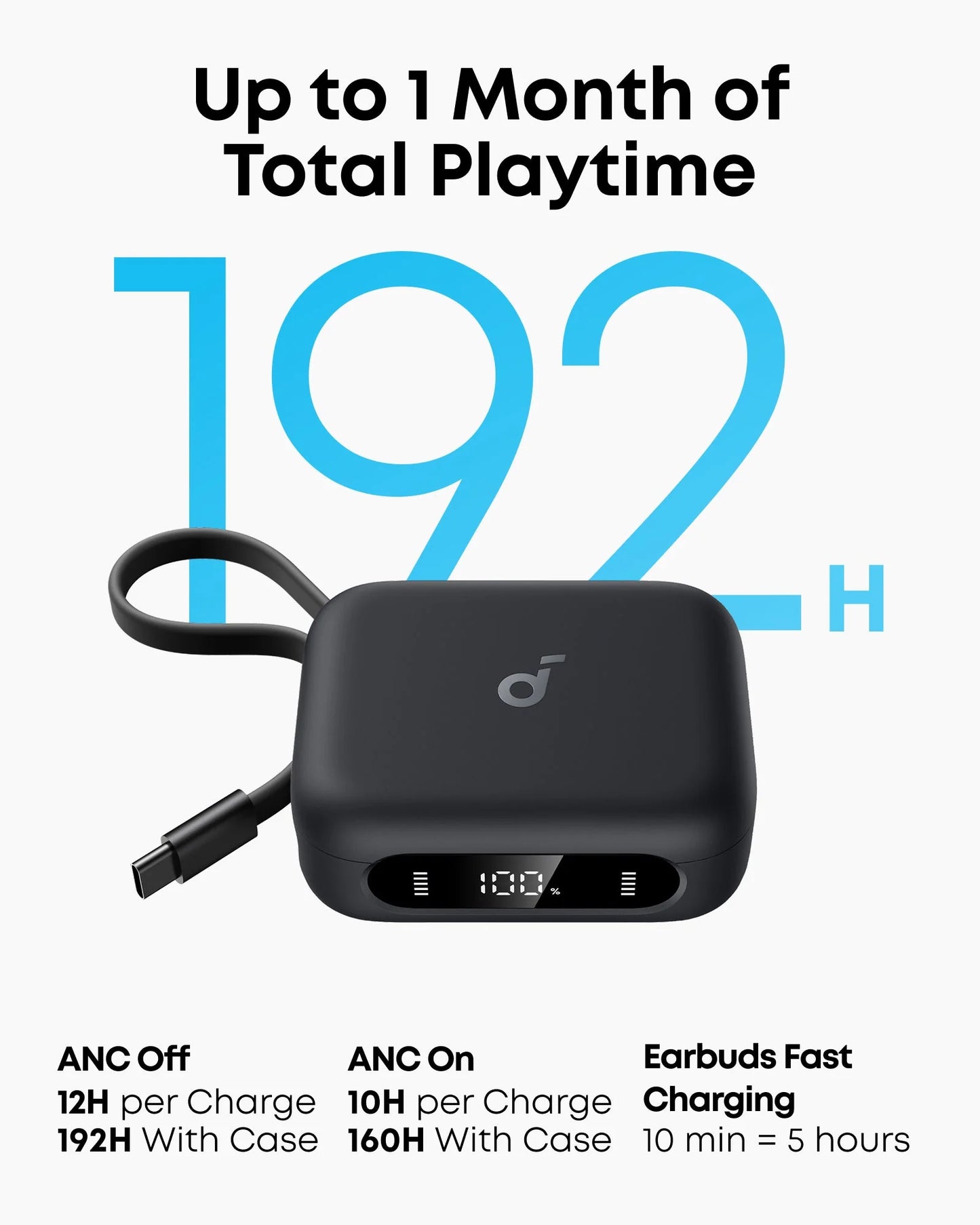 سماعات انكر P41i اللاسلكية مع شاحن هاتف محمول مدمج | P41i Wireless Earbuds with Built-in Portable Phone Charger