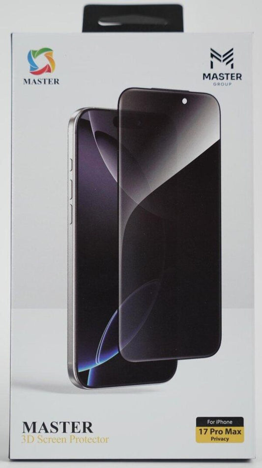 لاصق حماية شاشة ثلاثي الابعاد بميزة الخصوصية لهاتف ايفون 17 برو ماكس | Master 3D Screen Protector Privacy for iPhone 17 Pro Max
