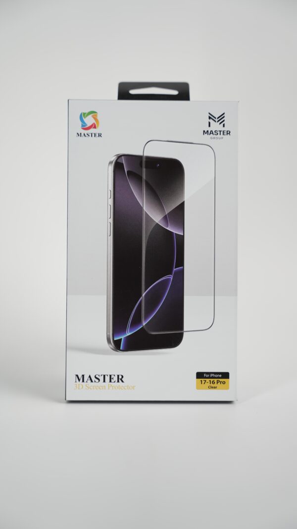 لاصق حماية شاشة ماستر ثلاثي الابعاد شفاف لهاتف ايفون 16/17 برو | Master 3D Screen Protector Clear for iPhone 17/16 Pro