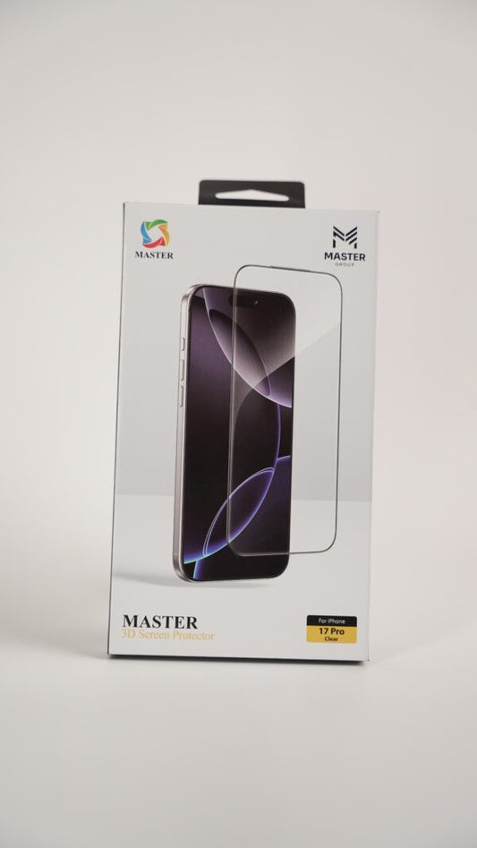 لاصق حماية شاشة ماستر ثلاثي الابعاد شفاف لهاتف ايفون 17 برو | Master 3D Screen Protector Clear for iPhone 17 Pro