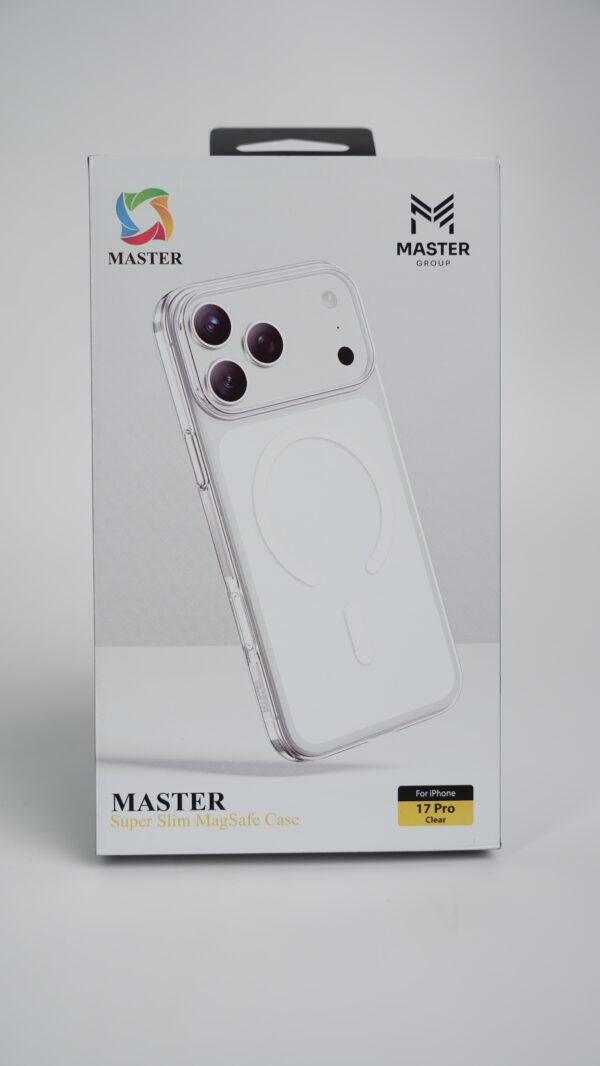 كفر ماستر فائق النحافة مع خاصية ماج سيف لهاتف ايفون 17 / 17 برو /  17 برو ماكس - شفاف | Master Super Slim MagSafe Case For iPhone 17 / 17 Pro / 17 Pro Max - Clear