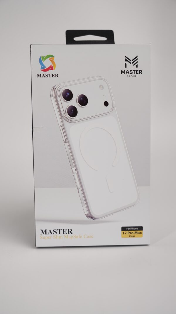 كفر ماستر فائق النحافة مع خاصية ماج سيف لهاتف ايفون 17 / 17 برو /  17 برو ماكس - شفاف | Master Super Slim MagSafe Case For iPhone 17 / 17 Pro / 17 Pro Max - Clear