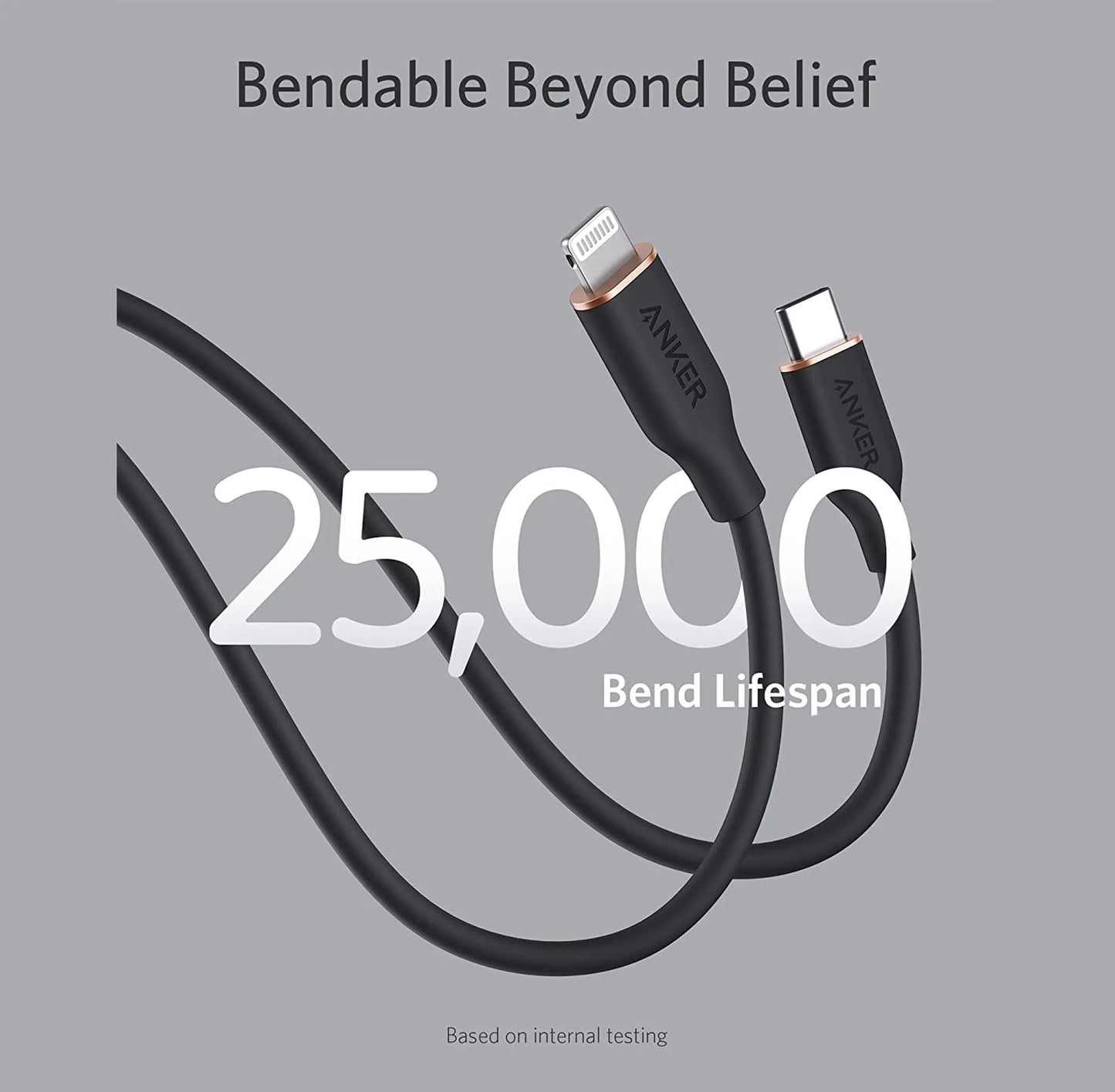 Anker PowerLine III Flow USB-C with Lightning Connector (0.9m/3ft) - كيبل باور لاين يو اس بي سي مع موصل لايتننغ بطول 3 اقدام من أنكر