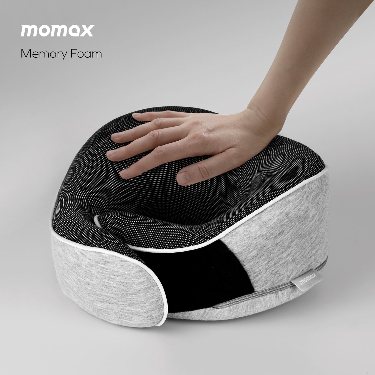 Momax World Ergonomic Travel Pillow | Neck Support for Airplane & Car - مخدة سفر مريحة من مورماكس - تصميم مريح للرقبة، مثالية للطائرة والسيارة