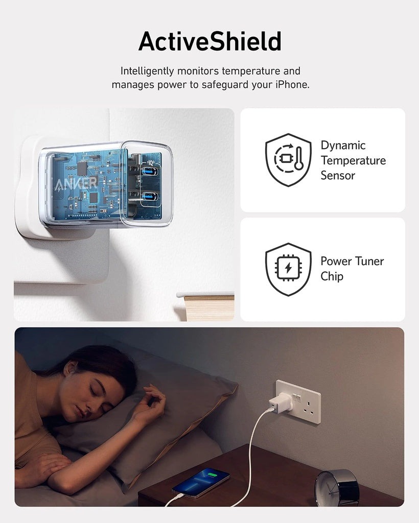 أنكر نانو برو شاحن حائط منفذين تايب سي 40 واط - Anker 521 Nano Pro  Wall Charger 40W
