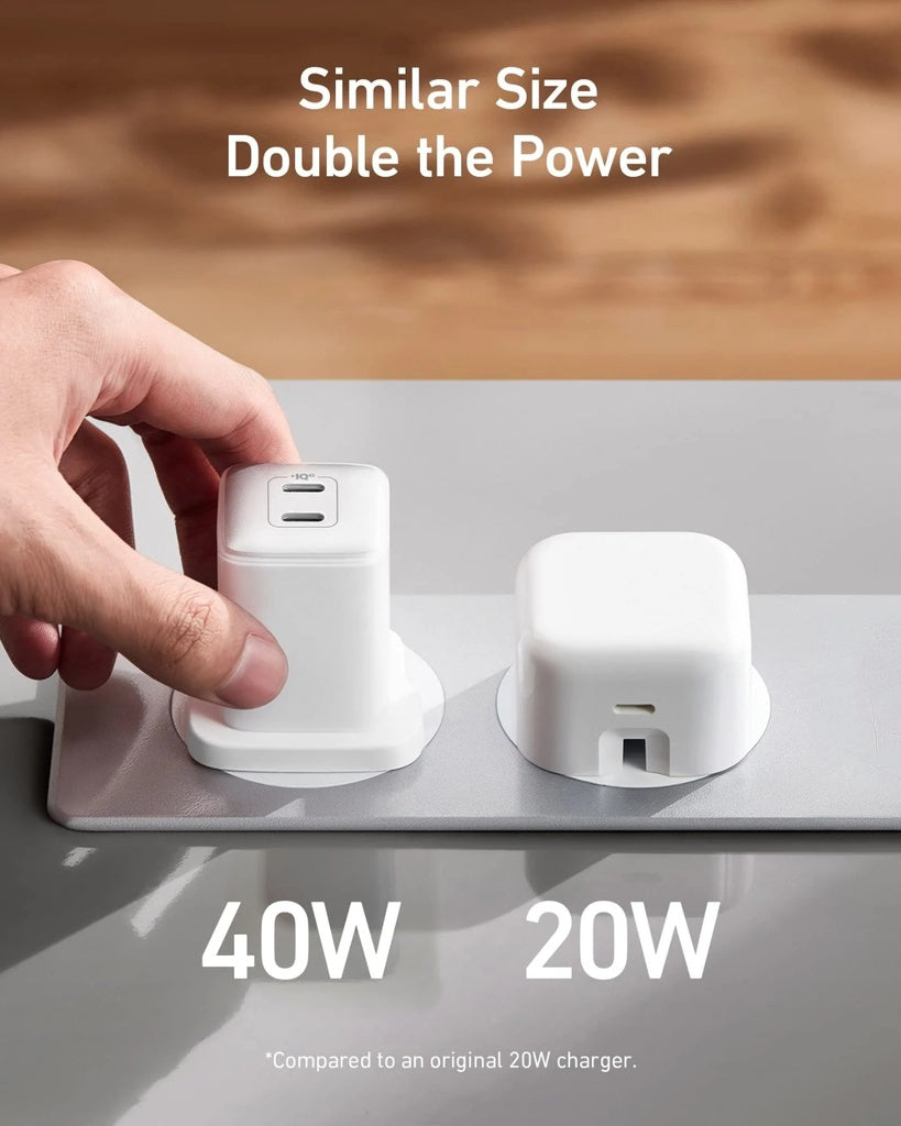 أنكر نانو برو شاحن حائط منفذين تايب سي 40 واط - Anker 521 Nano Pro  Wall Charger 40W