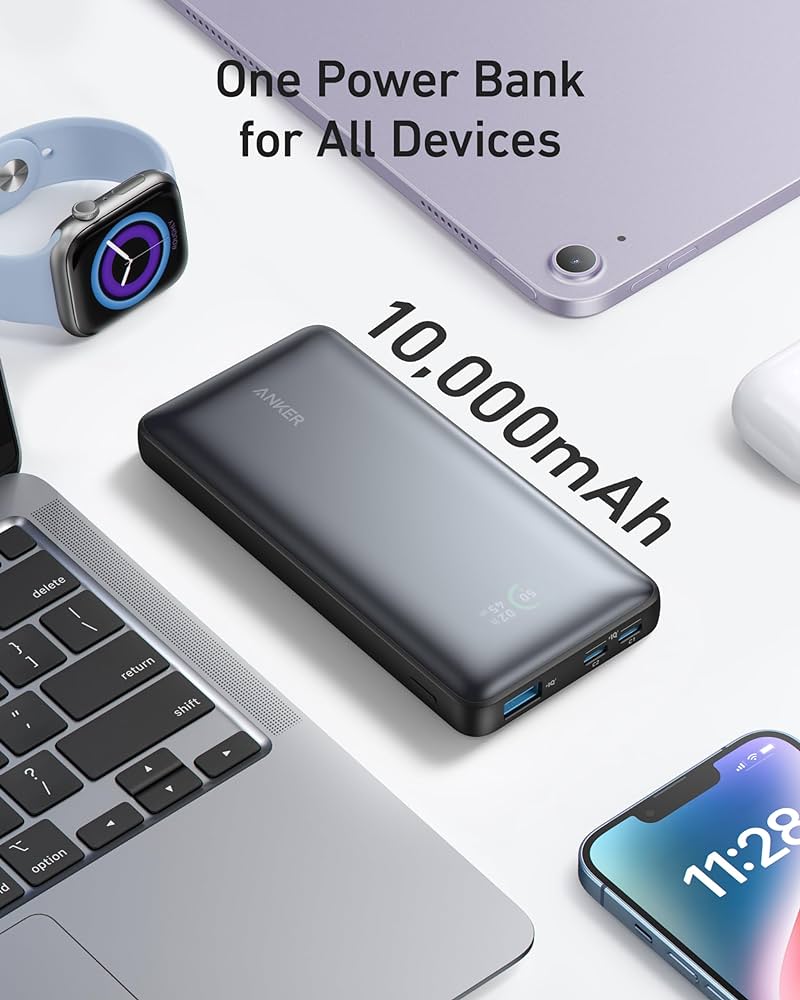 Anker 533 Power Bank PowerCore 25W 10000mAh PD - باور بانك من  انكر بقدرة 25 واط بسعة 10000ميلي أمبير