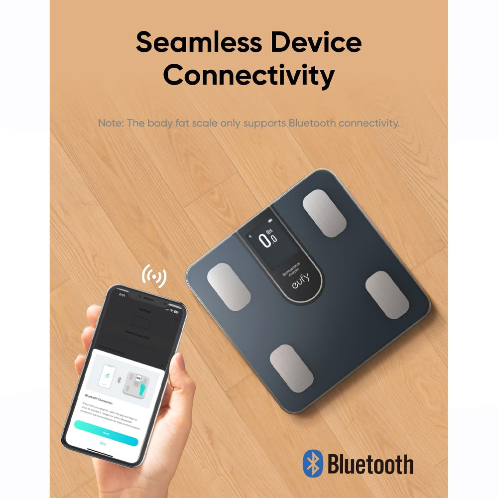 ميزان انكر يوفي الذكي C20 مع شاشة ملونة - اسود | Anker eufy Smart Scale C20 – Black