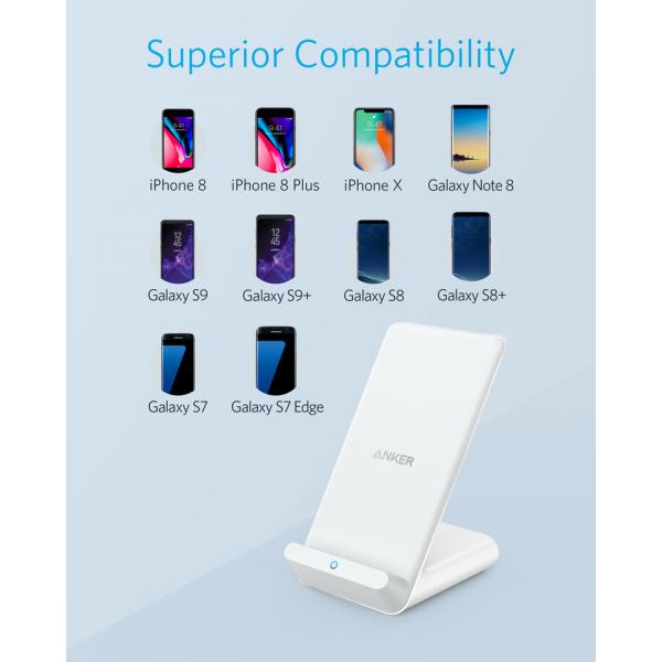 Anker Power Wave 7.5 Fast Wireless Charging Stand -  قاعدة الشحن اللاسلكي السريع باور ويف 7.5 من أنكر