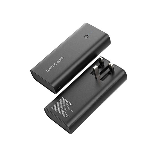 باور بانك راف باور مع محول بسعة 10000 مللي أمبير 2 منافذ يو اس بي و يو اس بي سي - RAVPower Power Bank with 2 in 1 Adapter 10000mAh 2 USB + USB-C