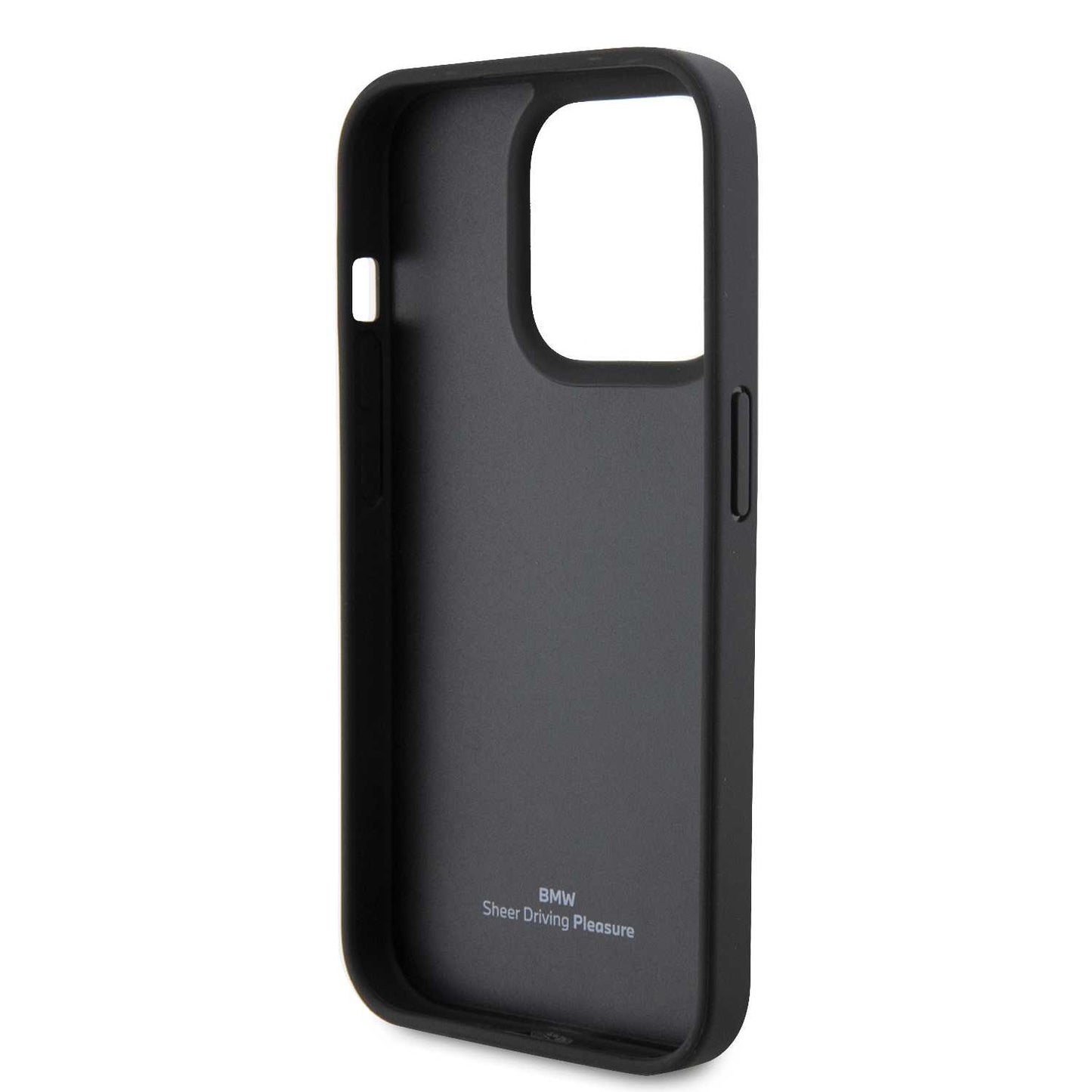 BMW Leather Case, Diamond Pattern, Slim Fit, Shockproof for iPhone 15 Pro Max | كفر بي ام دبليو جلدي بنقشة ماسية لهاتف ايفون 15 برو ماكس, تصميم نحيف مقاوم للصدمات