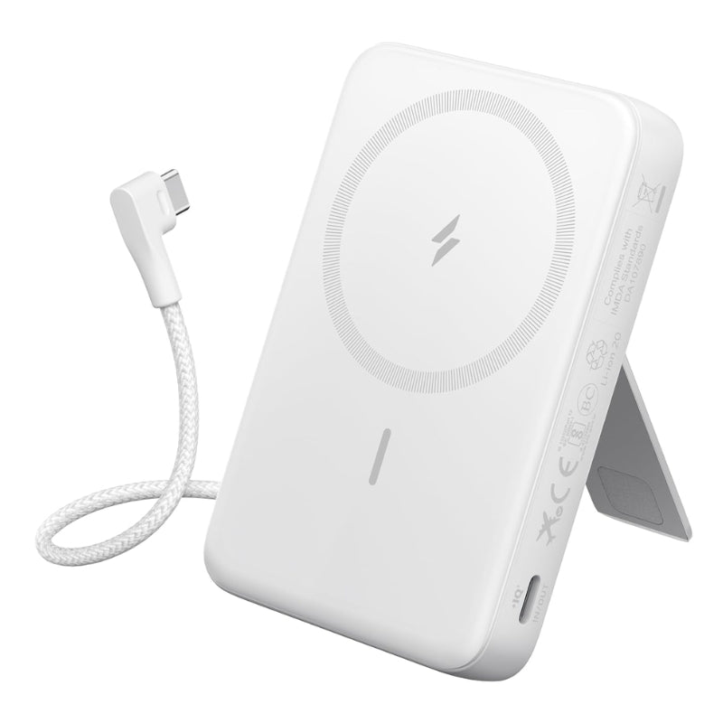 Anker Zolo 10K Magnetic Power Bank 30W w/ USB-C & Stand - باور بانك المغناطيسي من أنكر بسعة 10,000 مللي أمبير 30 واط مع كابل تايب سي مدمج وحامل