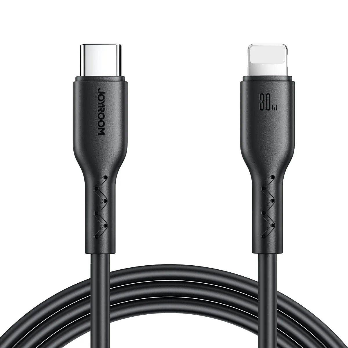 كيبل جويرووم فلاش جارج يو اس بي سي الى لايتننغ بقدرة شحن 30 واط وطول 1 متر | JOYROOM Flash-Charge Series SA26-CL3 30W Fast Charging Data Cable Type-C to Lightning – Black