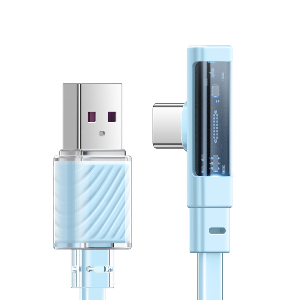 Mcdodo 6A Type-C Super Charge 90 Degree Data Cable with LED 1.2m - كيبل بيانات للشحن السريع تايب سي مع ليد بطول 1.2 متر من مكدودو