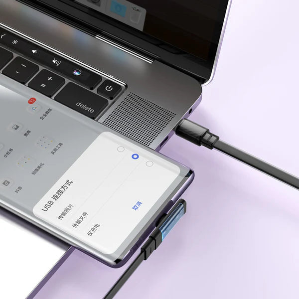 Mcdodo 65W Type-C to Type-C 90 Degree Transparent Data Cable with LED 1.2m -  كيبل بيانات ب65واط تايب سي إلى تايب سي مع مؤشر ليد بطول 1.2 متر من مكدودو