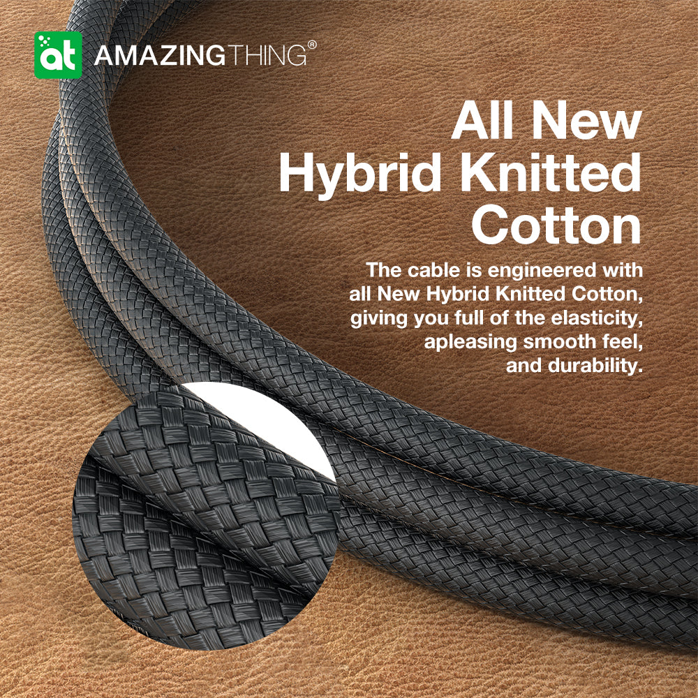 كيبل اميزنك ثنك ثاندر برو تايب سي الى تايب سي بقدرة 140 واط - اسود | AMAZINGTHING Thunder Pro USB-C to USB-C 140W 5A Cable – Black