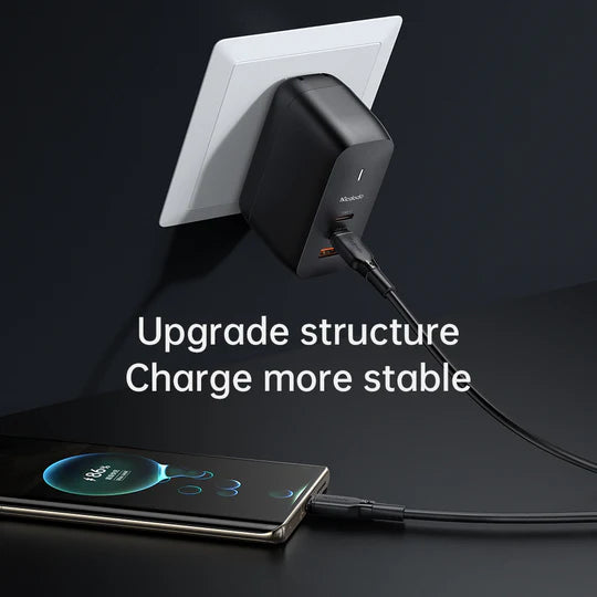 MCDODO Mecha Series GaN 65W Dual Type-C & USB Mini Size Wall Charger Set -  مجموعة شاحن حائط صغير الحجم (قابس الاتحاد الأوروبي/المملكة المتحدة/الولايات المتحدة) بقدرة 65واط من مكدودو